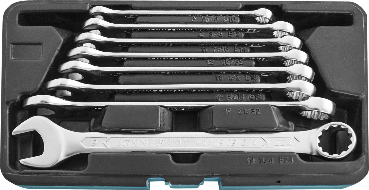 JONNESWAY W84108S 48913 Набор ключей гаечных комбинированных с профилем SUPER TECH в кейсе, 8-19 мм, 8 предметов