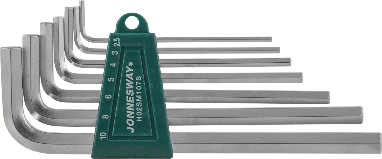 JONNESWAY H02SM107S 47091 Комплект угловых шестигранников Long 2,5-10 мм, S2 материал, 7 предметов