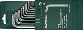 JONNESWAY H08MTP09S 47100 Комплект угловых ключей Torx с центрированным штифтом Т10-Т50, S2 материал, 9 предметов