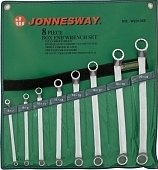 JONNESWAY W23108S 47319 Набор ключей гаечных накидных изогнутых 75° в сумке, 6-22 мм, 8 предметов