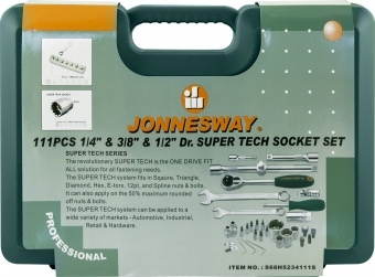 JONNESWAY S68H5234111S 48862 Набор инструмента универсальный 1/4", 1/2"DR Super Tech, 111 предметов